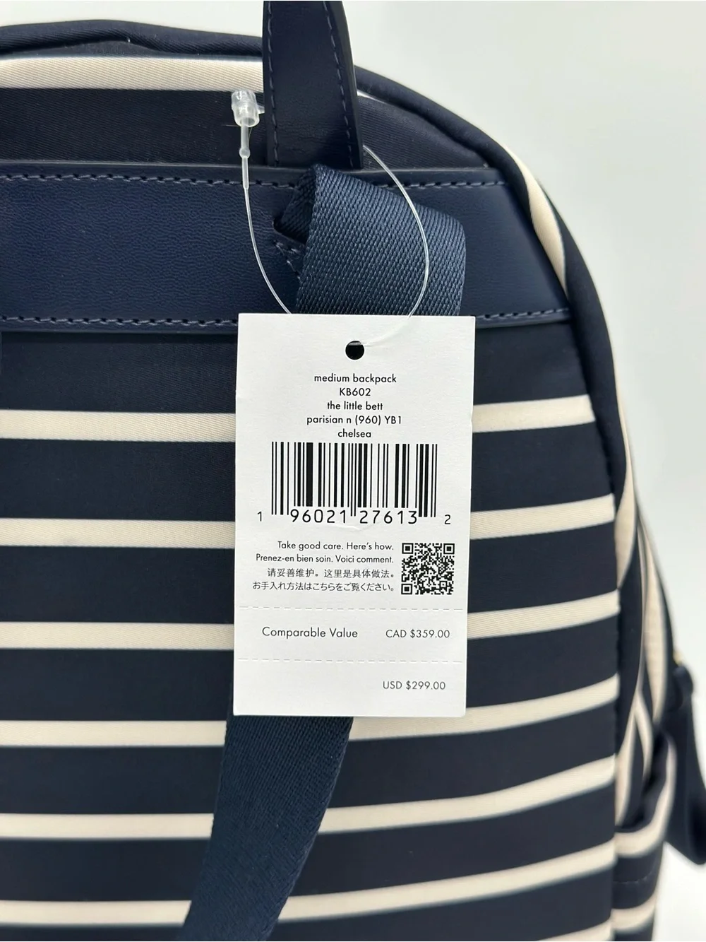 kate spade Navy and White Striped Mini Backpack